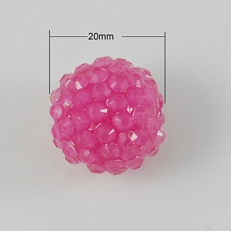 Transparent Style Chunky Round Resin Rhinestone Bubblegum Ball Beads X-RESI-S259-20mm-ST7-1