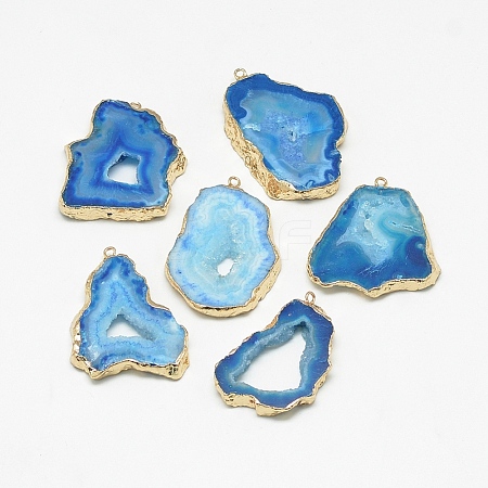 Natural Druzy Agate Slices Pendants G-Q494-65E-G-1