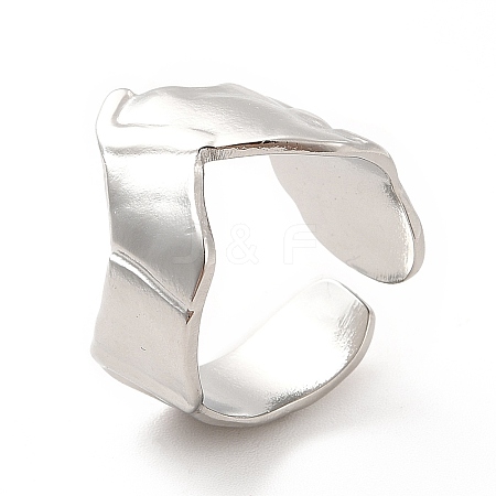 Non-Tarnish 304 Stainless Steel Chevron Arrow Open Cuff Ring for Women RJEW-F131-15P-1