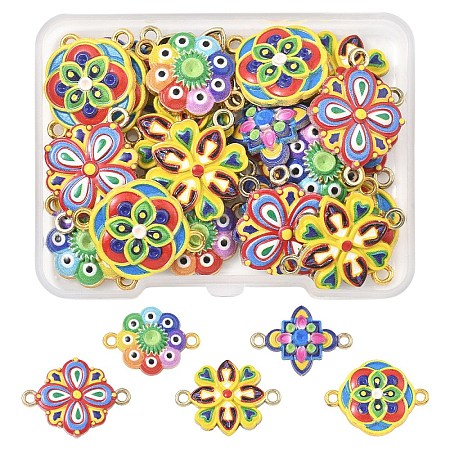25Pcs 5 Colors 3D Printed Alloy Connector Charms FIND-YW0011-78-1