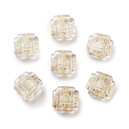 Metal Enlaced Transparent Acrylic Beads MACR-M045-07-1