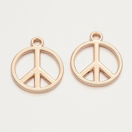 Cadmium Free & Nickel Free & Lead Free Alloy Peace Sign Pendants PALLOY-E391-29G-NR-1