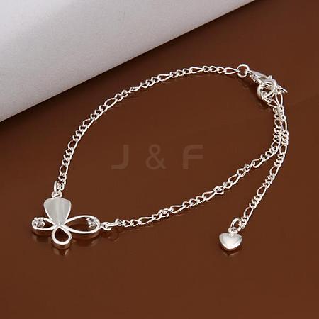 Delicate Silver Color Plated Brass Cubic Zirconia Anklets AJEW-BB12209-1