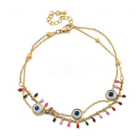 304 Stainless Steel Enamel Anklets AJEW-P125-01E-G-1