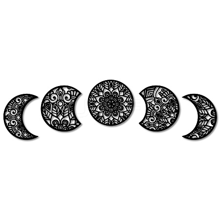Wood Moon Phase Pendant Decoration HJEW-WH20013-004-1