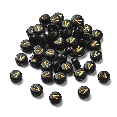 Plating Opaque Acrylic Beads OACR-R005-03V-1