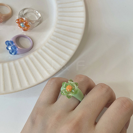 Retro Lovely Resin and Quartz Crystal Finger Rings FS-WG43D53-04-1