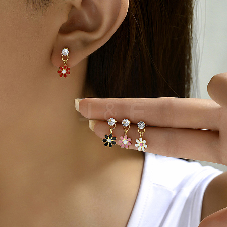 Fashionable Casual Colorful Sunflower Earrings Set with Zircon Stones RU8981-1