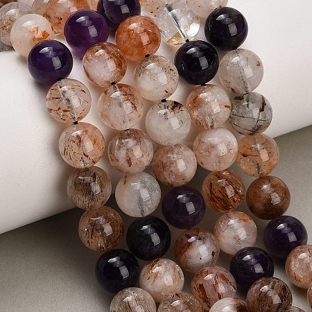 Natural Black Gold Rutilated Quartz Beads Strands GG-CBAC678-A02-10mm-1
