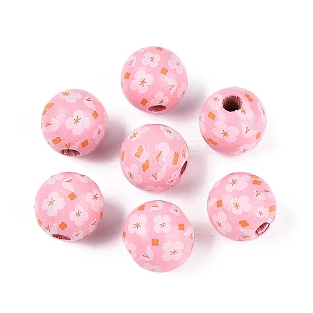 Printed Wood European Beads WOOD-G029-06E-1