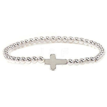 Brass & 304 Stainless Steel Beads Stretch Bracelets Set EI7625-4-1