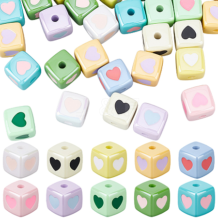 40Pcs Opaque Acrylic Enamel Beads OACR-PA0001-92-1