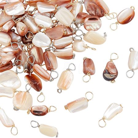 60Pcs 2 Colors Natural Seashell Nuggets Charms FIND-AR0005-68-1
