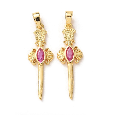 Brass Micro Pave Orchid Cubic Zirconia Pendants KK-A304-27B-G-1