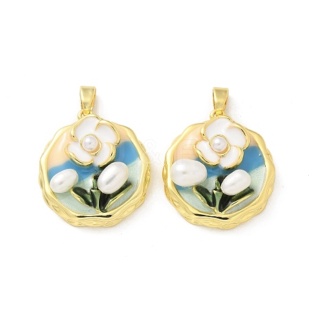 Brass Enamel Pendants KK-Z083-11G-1