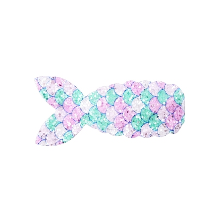 Fish Scale Shiny Cloth Snap Hair Clips PW-WG87473-08-1