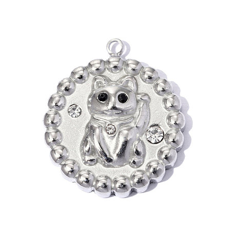 304 Stainless Steel with Jet Rhinestone Pendants RB-OY001-04P-01-1