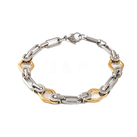 304 Stainless Steel Rhombus Byzantine Chain Bracelets BJEW-B078-126GP-1