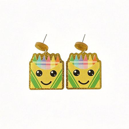 Acrylic Glitter Powder Stud Dangle Earrings WG553F9-01-1
