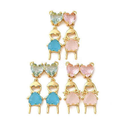Brass Micro Pave Cubic Zirconia Pendants KK-D390-23G-1