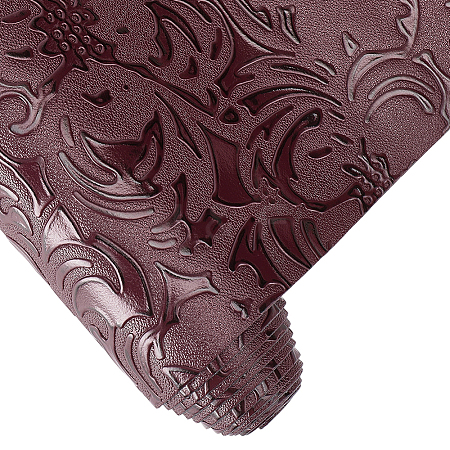 1 Sheet Embossed Flower Pattern Imitation Leather Fabric DIY-CL0002-19B-1