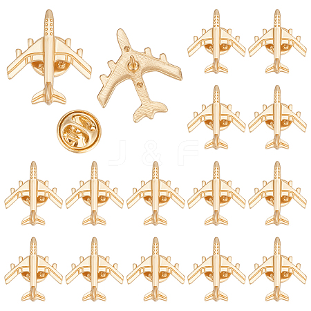 16Pcs Airplane Alloy Brooches for Backpack Clothes JEWB-PH0001-45KCG-1