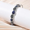 Natural  Lapis Lazuli
 & Non-magnetic Synthetic Hematite Beaded Braided Bead Bracelets for Men Women BJEW-Z148-08P-05-5
