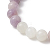 8.5MM Round Natural Amethyst & White Moonstone & Lavender Amethyst Stretch Beaded Bracelets BJEW-JB12986-01-3