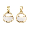 Brass Pave Natural Shell Bag Shape Charms KK-C051-17G-1