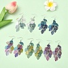 5 Pairs 5 Colors 430 Stainless Steel Leaf Dangle Earrings EJEW-YW0001-13-1