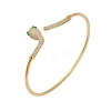 Brass Micro Pave Clear Cubic Zirconia Cuff Bangles for Women BJEW-B145-07G-01-1
