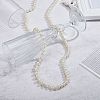 Baking Paint Pearlized Glass Pearl Round Beaded Long Necklaces NJEW-SW00066-03-4