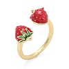 Brass with Enamel Cuff Open Rings for Women RJEW-Q019-01A-G-4