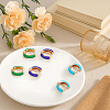 4 Pairs 4 Colors Alloy Enamel Huggie Hoop Earrings for Women EJEW-HY0001-23A-3