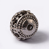 Round with Flower Tibetan Style Alloy Hollow Beads X-TIBEB-AD-45909-AS-2