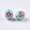 Flower Picture Printed Resin Beads RESI-J020-A07-1