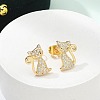 Brass Micro Pave Clear Cubic Zirconia Stud Earrings EJEW-R009-01G-2