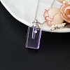 Medium Purple Glass Bottle with Iron Ball Chain Pendant Necklaces PW-WGF3857-14-1