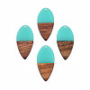 Transparent Resin & Walnut Wood Pendants RESI-N025-031-C04-2