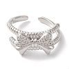 Bowknot Brass Micro Pave Clear Cubic Zirconia Open Cuff Rings for Women LS-RJEW-C098-02P-2