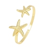 Marine Organism Brass Cuff Bangles for Women BJEW-D368-03D-G-4