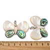 Rack Plating Brass Pave Natural Paua Shell & White Shell Pendants KK-U025-12P-02-3