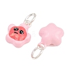 Alloy with Hot Pink Enamel Charms AL-CBA415D-40S-2