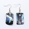 Abalone Shell Rectangle Dangle Earrings EJEW-E145-11-1