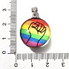 Flat Round 201 Stainless Steel Acrylic Pendants STAS-U036-01P-06-3