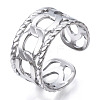 304 Stainless Steel Curb Chains Shape Open Cuff Ring RJEW-N040-04-1