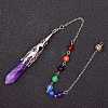 Natural Amethyst & Mixed Gemstone Bullet Pointed Dowsing Pendulums CHAK-PW0001-051L-1