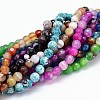 Dyed Natural Agate Faceted Round Beads Strands G-P098-M-1