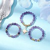 3Pcs 3 Style Natural Amethyst Beaded Stretch Rings Set RJEW-JR00647-01-2