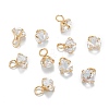 Brass Clear Cubic Zirconia Charms ZIRC-G170-12G-1